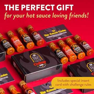 Mini Hot Sauce Challenge Box by Tabañero, Original, Extra Hot, XXX Hot & Dragon’s Breath, Hot Sauce Gift, Gluten Free, All Natural, Low Sodium, Vegan, Kosher, Made in the USA, 4-Pack, 1.7 oz Bottles