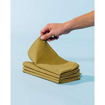 Caldo Linen Dinner Napkins - Rustic- Soft and Durable Cloth- Washable and Reusable - 4 Pack - 20x20 inch (Mustard)