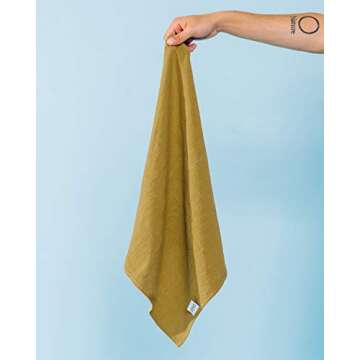 Caldo Linen Dinner Napkins - Rustic- Soft and Durable Cloth- Washable and Reusable - 4 Pack - 20x20 inch (Mustard)