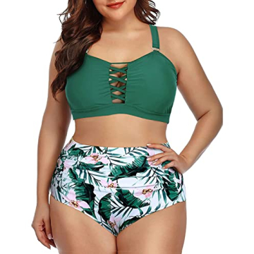Daci Plus Size Green Bikini with Tummy Control for Women