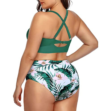 Daci Plus Size Green Bikini with Tummy Control for Women