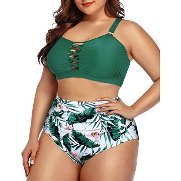 Daci Plus Size Green Bikini with Tummy Control for Women