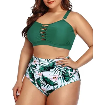 Daci Plus Size Green Bikini with Tummy Control for Women