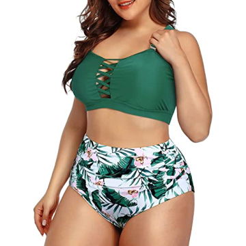 Daci Plus Size Green Bikini with Tummy Control for Women