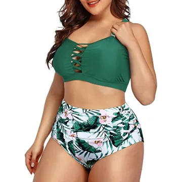 Daci Plus Size Green Bikini with Tummy Control for Women