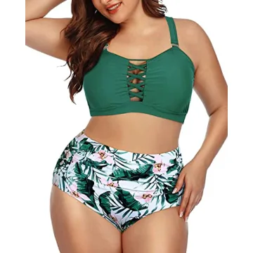 Daci Plus Size Green Bikini with Tummy Control for Women