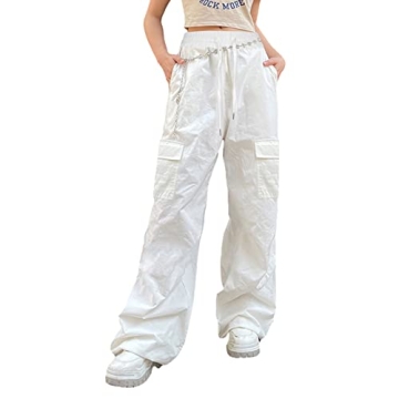 NUFIWI Women Baggy Wide Leg Cargo Pants - Casual Jogger Trousers