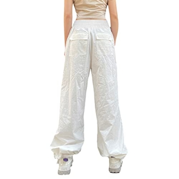 NUFIWI Women Baggy Wide Leg Cargo Pants - Casual Jogger Trousers
