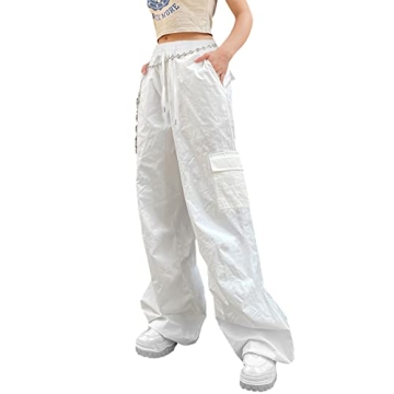 NUFIWI Women Baggy Wide Leg Cargo Pants - Casual Jogger Trousers