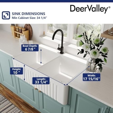 DeerValley Double Bowl Farmhouse Sink - Elegant and Durable
