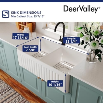 DeerValley Double Bowl Farmhouse Sink - Elegant and Durable