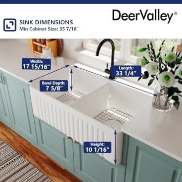 DeerValley Double Bowl Farmhouse Sink - Elegant and Durable