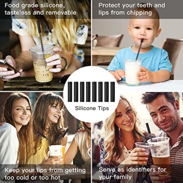 Eco-Friendly Reusable Metal Straws with Silicone Tips