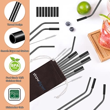 Eco-Friendly Reusable Metal Straws with Silicone Tips