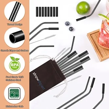 Eco-Friendly Reusable Metal Straws with Silicone Tips