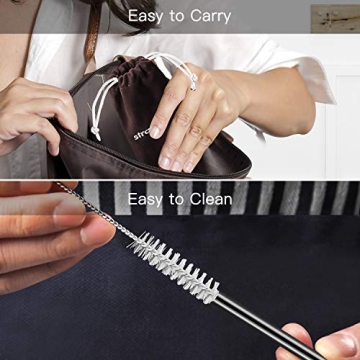 Eco-Friendly Reusable Metal Straws with Silicone Tips