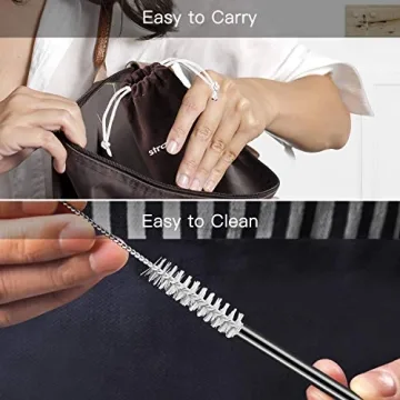 Eco-Friendly Reusable Metal Straws with Silicone Tips