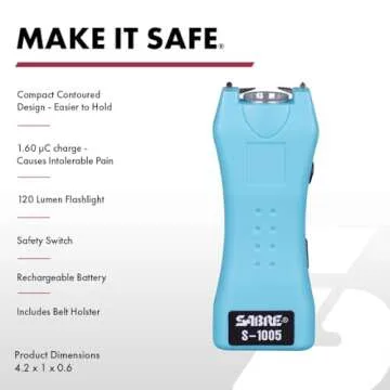 SABRE Pepper Spray & 2-in-1 Stun Gun with Flashlight, Self Defense Kit, Fast Flip Top Safety, Finger Grip for Better & Faster Aim, Painful 1.60 µC Charge, 120 Lumen LED Light, Rechargeable, 0.54 fl oz