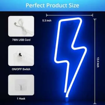 XIYUNTE Lightning Bolt Neon Sign for Home Decor