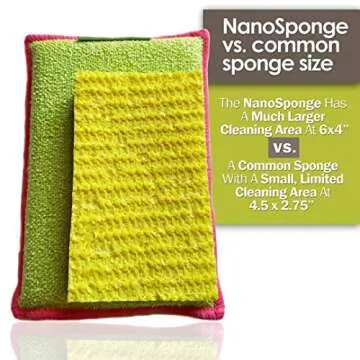 Nano Sponge Cleaning Sponges. Supersized Everyday Heavy Duty Household Kitchen and Dish Sponge. 2 Pack. 6 x 4