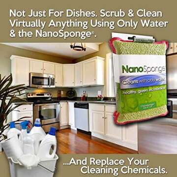 Nano Sponge Cleaning Sponges. Supersized Everyday Heavy Duty Household Kitchen and Dish Sponge. 2 Pack. 6 x 4