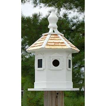 Home Bazaar Enchantment Bird House - White - Decorative Bird Houses for Outside - Large Wooden Birdh...
