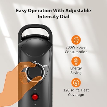 Compact Air Choice Oil Heater - Quiet 700W Radiator