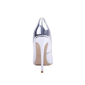 Elisabet Tang Women Pumps, Pointed Toe High Heel 4.7 inch/12cm Party Stiletto Heels Shoes Silver 9