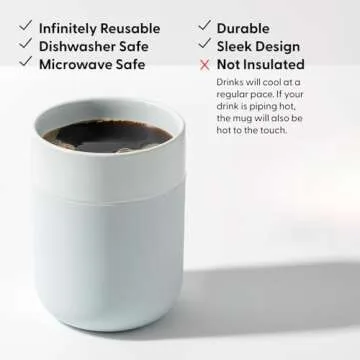 W&P Porter Ceramic Mug w/ Protective Silicone Sleeve, Terrazzo Cream 12 Ounces | On-the-Go | Reusable Cup for Coffee or Tea | Portable | Dishwasher Safe