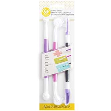 Wilton Basic 3-Piece Fondant and Gum Paste Tool Set - It Includes a Standard Ball Tool, Quilting/Stitching Tool and Cutting Blade/Pick Tool