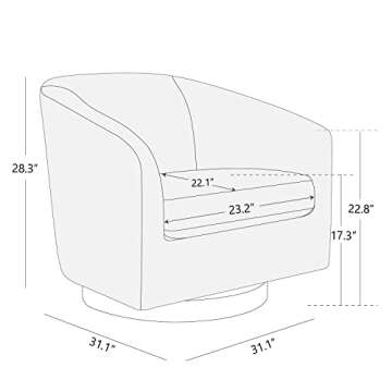 CHITA Swivel Accent Chair, FSC Certified Upholstered Fabric Barrel Chair for Living Room, Ivory