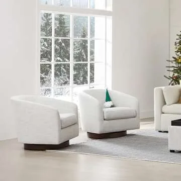 CHITA Swivel Accent Chair – Elegant Ivory for Living Spaces