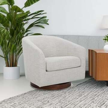 CHITA Swivel Accent Chair, FSC Certified Upholstered Fabric Barrel Chair for Living Room, Ivory