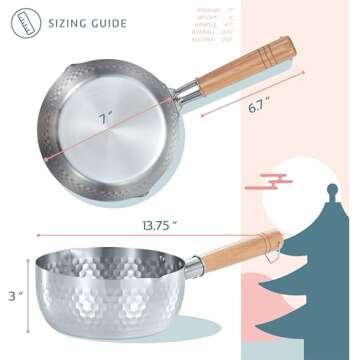 CONCORD 2 Quart Stainless Steel Yukihira Pan. Traditional Japanese Saucepan with Wood Handle. Great for Ramen, Tempura, Milk, etc.