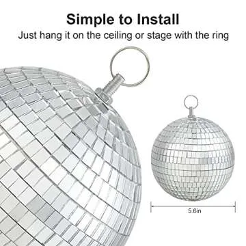 Disco Ball, 6" Mirror Ball Silver Disco Ball Decor with Hanging Ring for Party DJ Stage Club Home Decoration, 2 Pack