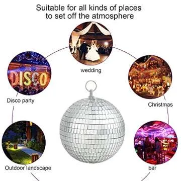 Disco Ball, 6" Mirror Ball Silver Disco Ball Decor with Hanging Ring for Party DJ Stage Club Home Decoration, 2 Pack