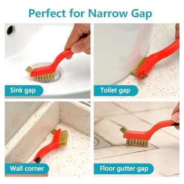 Crevice Cleaning Brush 4 Pcs, Hard Bristle Crevice Cleaning Brush, Multifunctional Gap Cleaning Brushes, Cleaning Tools Kit, Shower Cleaner Brush, Grout Brush, Scrub Brush, Bathroom Cleaning Brush