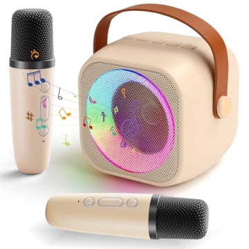 FCZMO Karaoke Machine, Portable Bluetooth Speaker with 2 Wireless Microphones for Kids, Karaoke Toys...