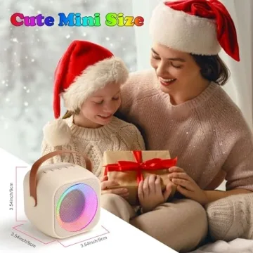 FCZMO Karaoke Machine, Portable Bluetooth Speaker with 2 Wireless Microphones for Kids, Karaoke Toys Gifts Toys for Girls Boys Family Home Party（White）