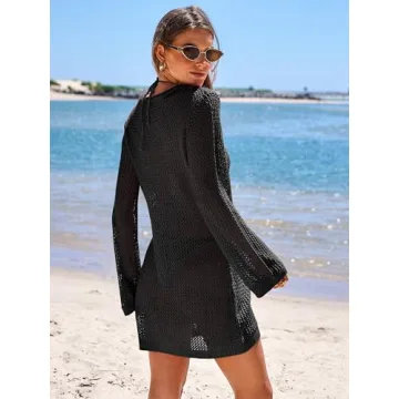 ANRABESS Women Crochet Beach Cover Up Dress for Summer 2024