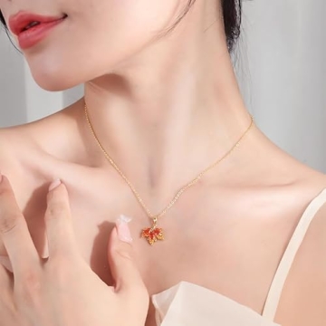 Dainty Gold Maple Leaf Necklace & Earrings Set for Women