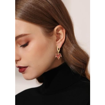 Dainty Gold Maple Leaf Necklace & Earrings Set for Women