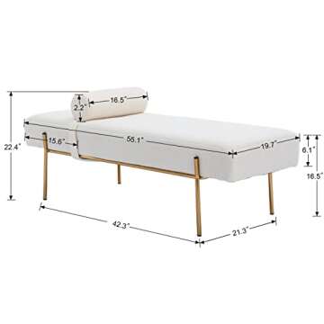 QUINJAY Modern Upholstered Faux Fur End of Bed Bench