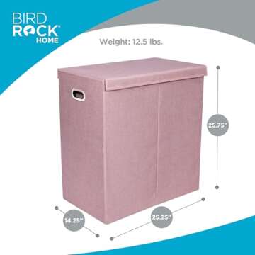 BIRDROCK HOME Laundry Hamper with Lid | Removable Bags for Sorting Clothes | Sectioned Laundry Baske...