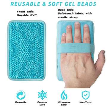 Gel Beads Ice Pack Ice Bag with Strap-Reusable Hot & Cold Pack Compress Therapy for Pain, Swelling,Injuries of Knee, Shoulder, Foot, Back, Ankle, Neck, Hip, Elbow,Wisdom Tooth (Blue-2Pack)