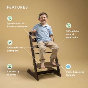 Tripp Trapp Chair from Stokke, Oak Warm Brown - The Chair That Grows with The Child - Comfortable & Ergonomic - Made with Oak Wood