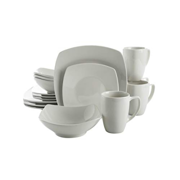 Gibson Home Zen 16-Piece Dinnerware Set - Square Plates, Bowls, Mugs