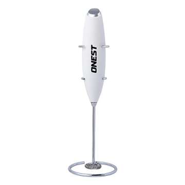 ONEST Electric Milk Frother with Stand – Multipurpose Handheld Frother for Coffee, Matcha, Smoothi...