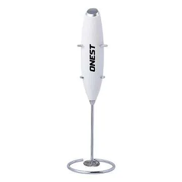 ONEST Electric Milk Frother with Stand – Multipurpose Handheld Frother for Coffee, Matcha, Smoothi...