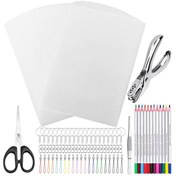 Shynek Shrinky Plastic Sheets Kit - 125Pcs Art Supplies
